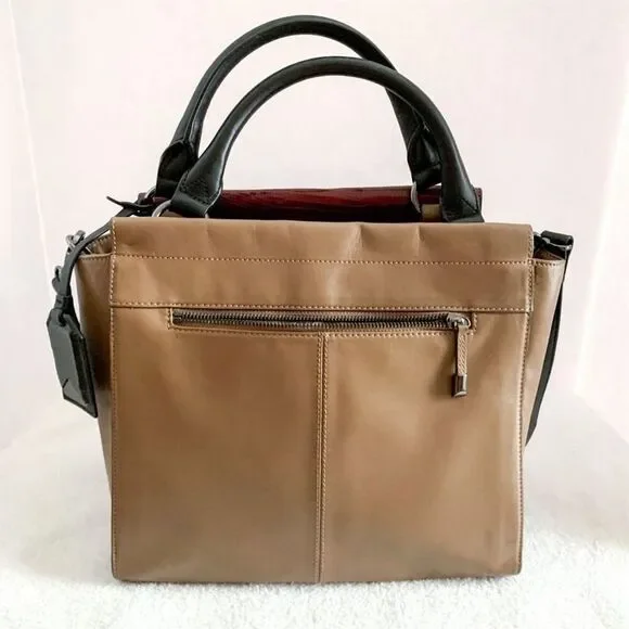 Vince Camuto 'Max' Tri-Color Leather Satchel Croc-Embossed Flap Adjustable Strap